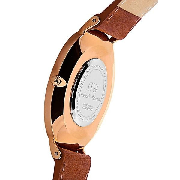 DW Men’s Analog Wrist Watch Brown Leather & Stainless Steel