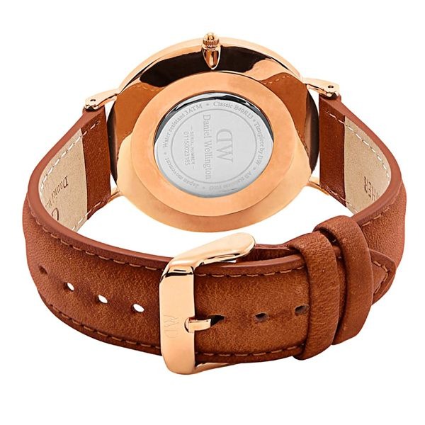 DW Men’s Analog Wrist Watch Brown Leather & Stainless Steel
