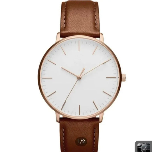 DW Men’s Analog Wrist Watch Brown Leather & Stainless Steel