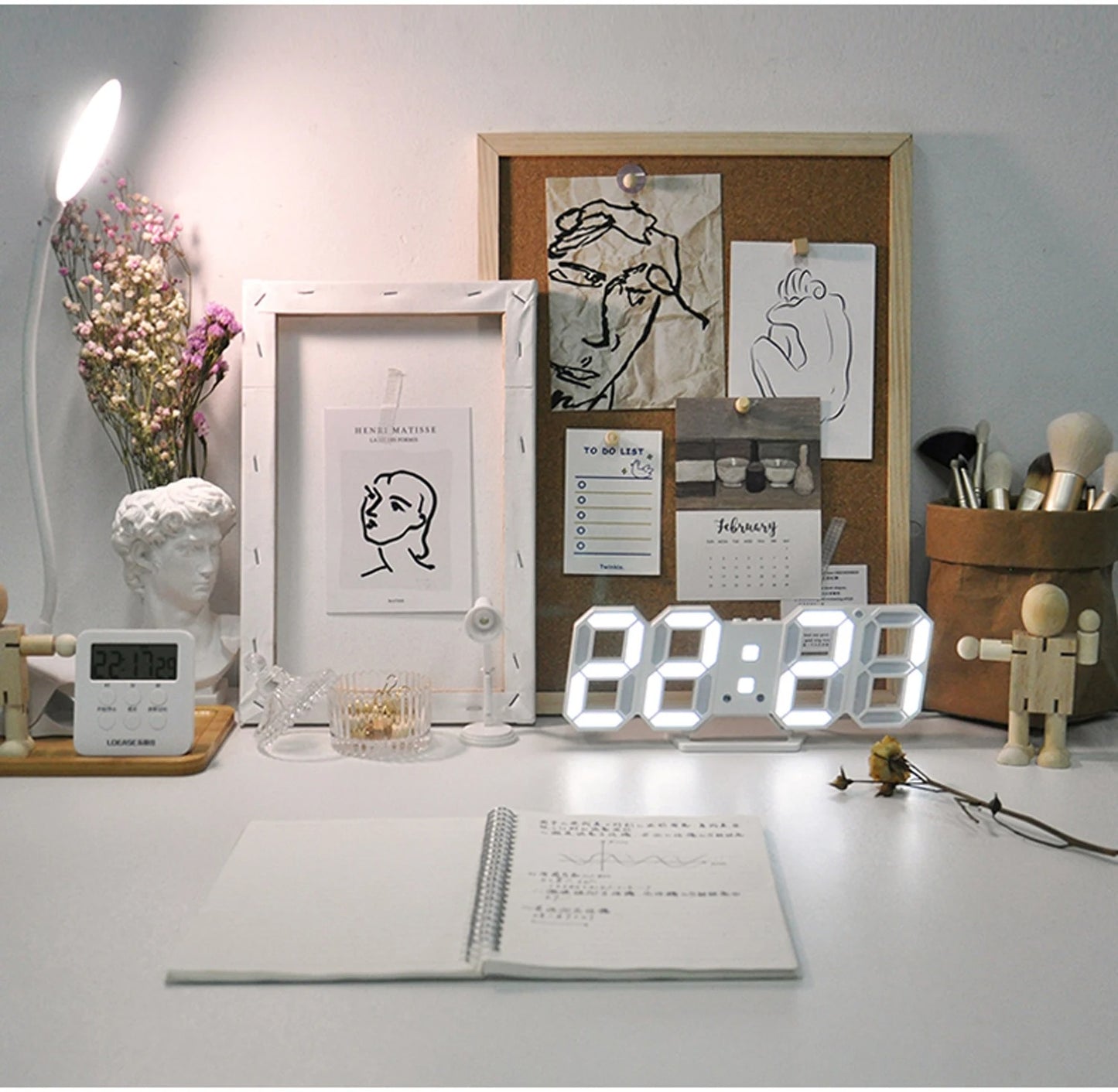 3D LED Digital Alarm Clock – Wall & Table Calendar with Thermometer