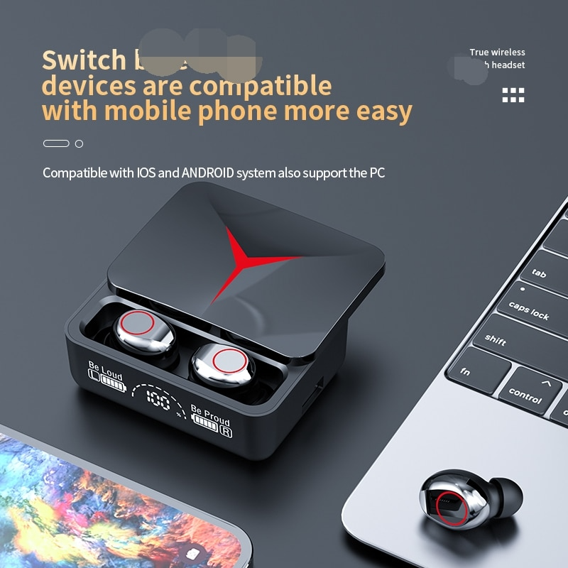 M90 Pro Earbuds TWS 5.3 LED Light Wireless Gaming Earphones