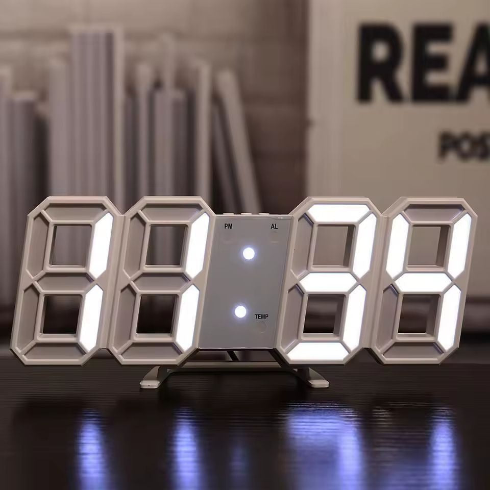 3D LED Digital Alarm Clock – Wall & Table Calendar with Thermometer