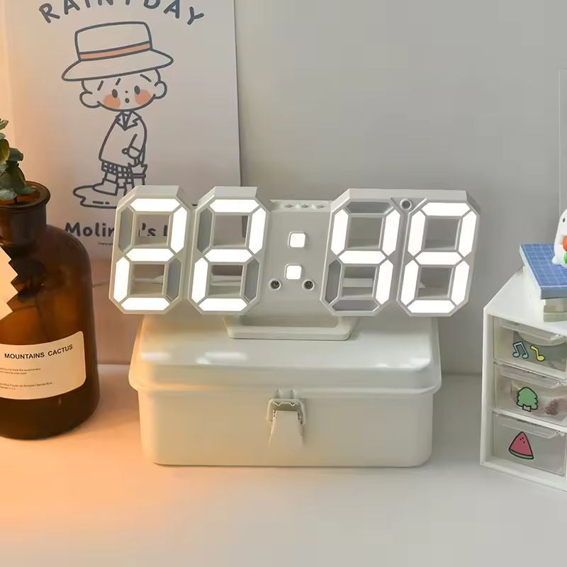 3D LED Digital Alarm Clock – Wall & Table Calendar with Thermometer