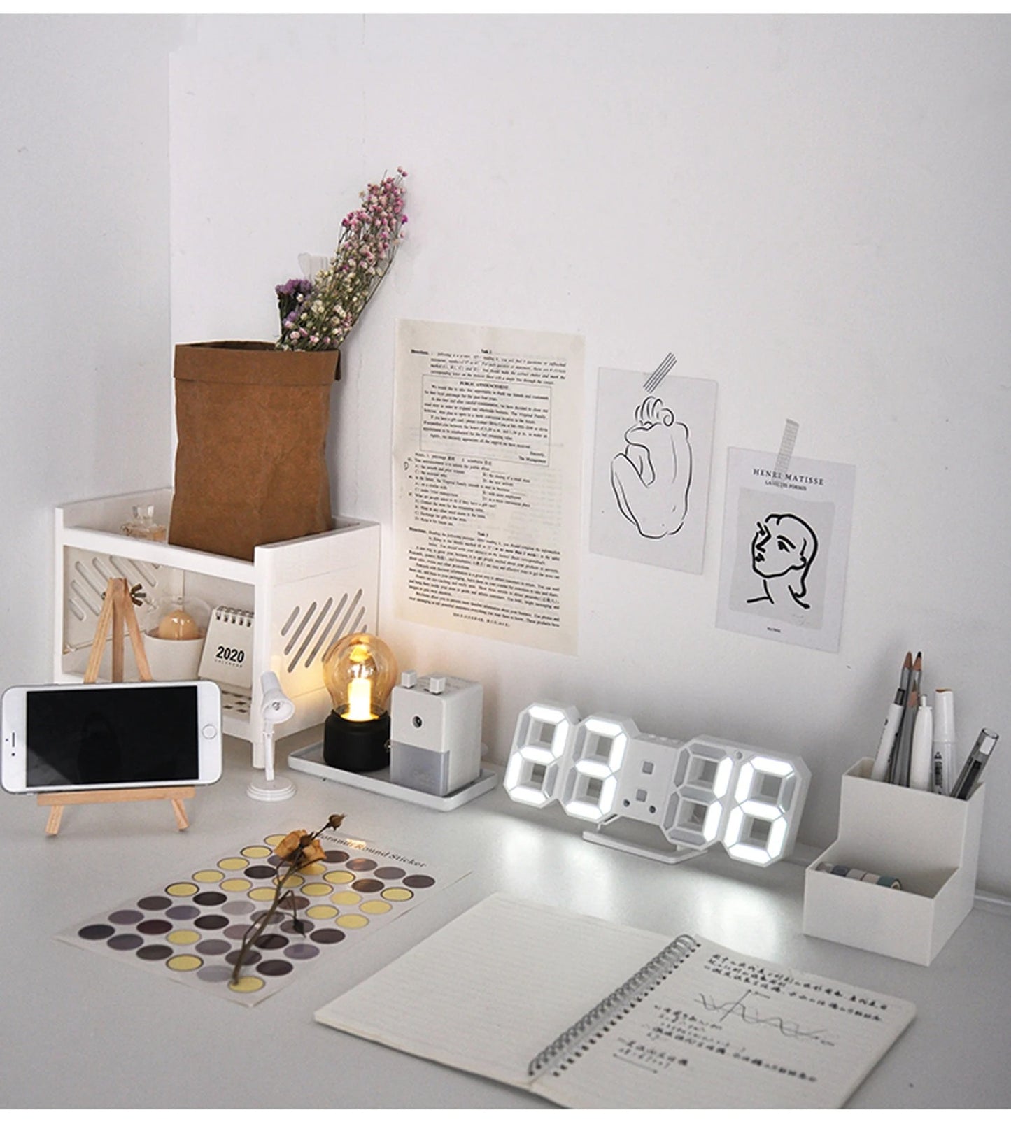 3D LED Digital Alarm Clock – Wall & Table Calendar with Thermometer