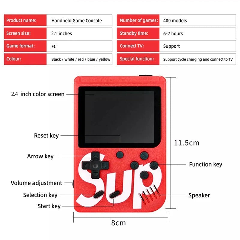 Game Box SUP 400 2 in 1, Mini Retro game console. Perfect gift for children